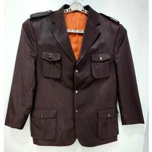 Cigar Couture Jacket Blazer Flap Pockets Shoulder Straps 3 Button Men Sz 2XL NEW